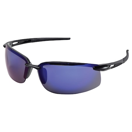 Deltaplus Overlander, Safety Glasses, Anti-Scratch, Blue Mirror Lens, Black Frame, Half-Frame 15592